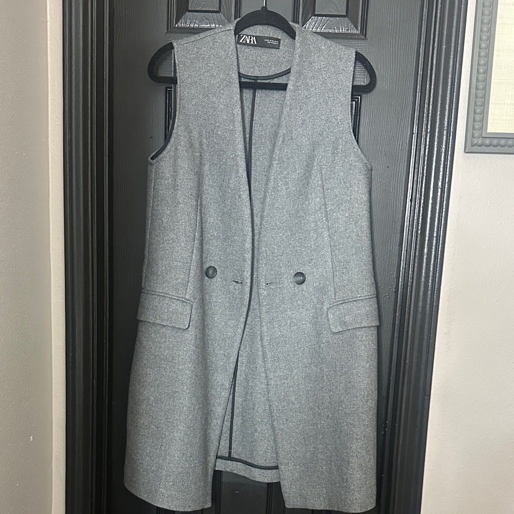 Zara Women's Charcoal Double-Breasted Vest